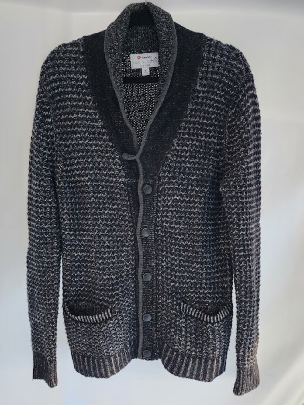 John Varvatos Black Cotton-Wool Cardigan – Size Medium
